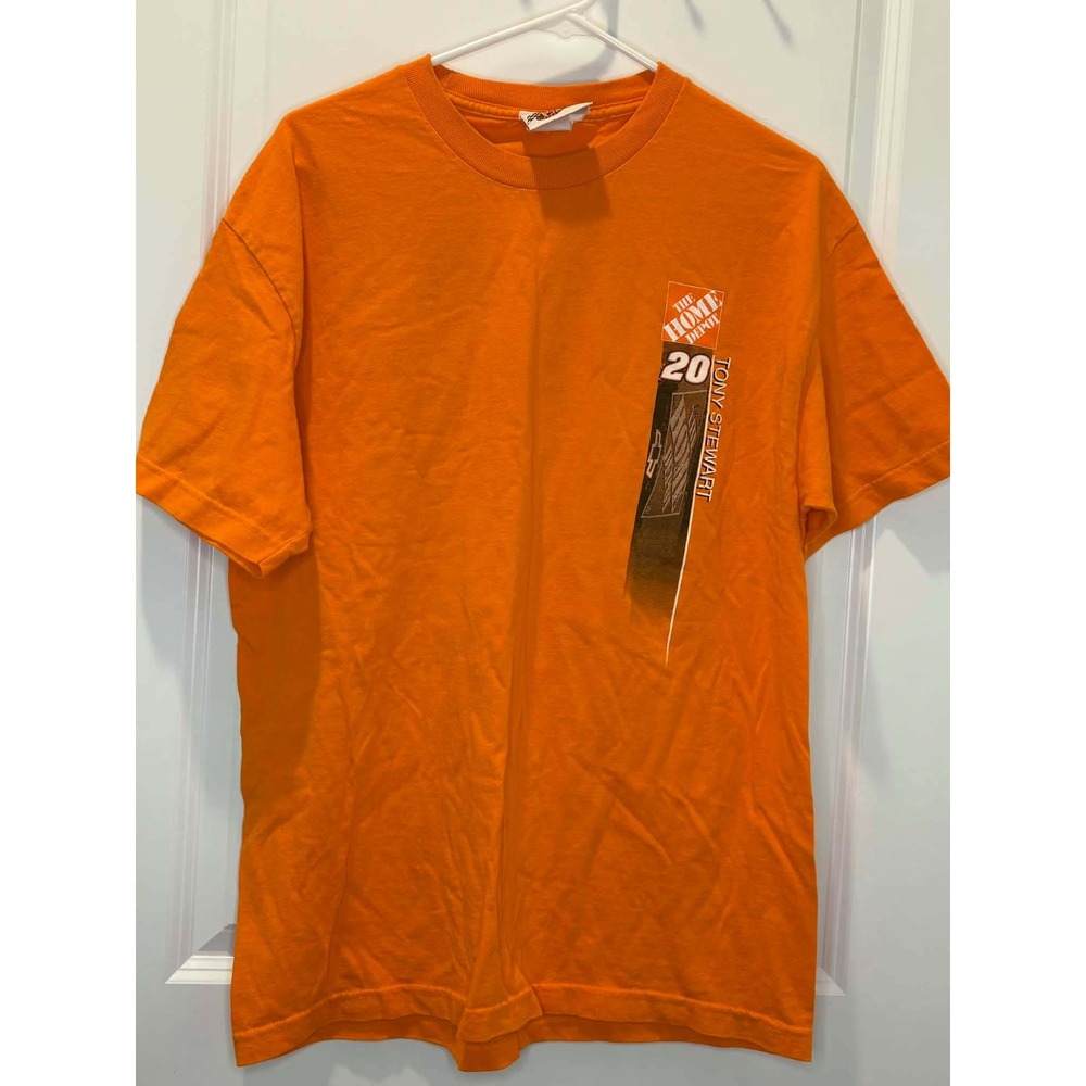 Vintage NASCAR Tony Stewart Home Depot 20 Orange Graphic T-Shirt Mens XL Racing